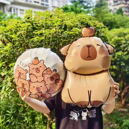 Set de 5 Globos Capibara - Decoración de Fiesta con Diseño Animal, Ideal para Cumpleaños, Bodas y Graduaciones