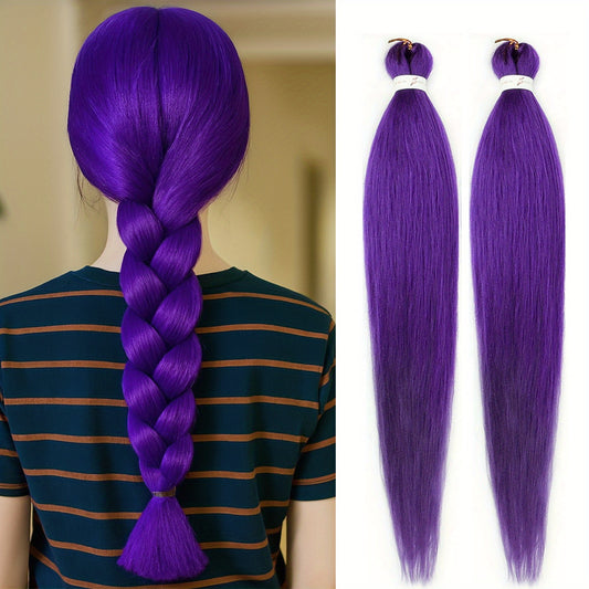 Paquete de 2 Extensiones de Trenzado Color Morado – Cabello Sintético Textura Yaki, 60.96 cm, Pre-estirado y Moldeable con Agua Caliente