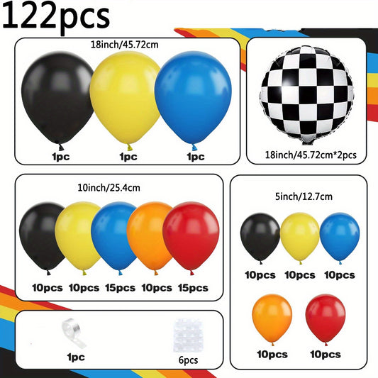 Kit Arco de Globos de Carreras – Globos Metálicos y de Látex, Ideal para Cumpleaños, Aniversarios y Fiestas Temáticas