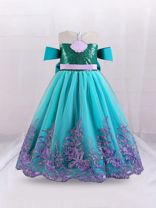 Vestido Princesa Lentejuelas Azul/Morado Niña