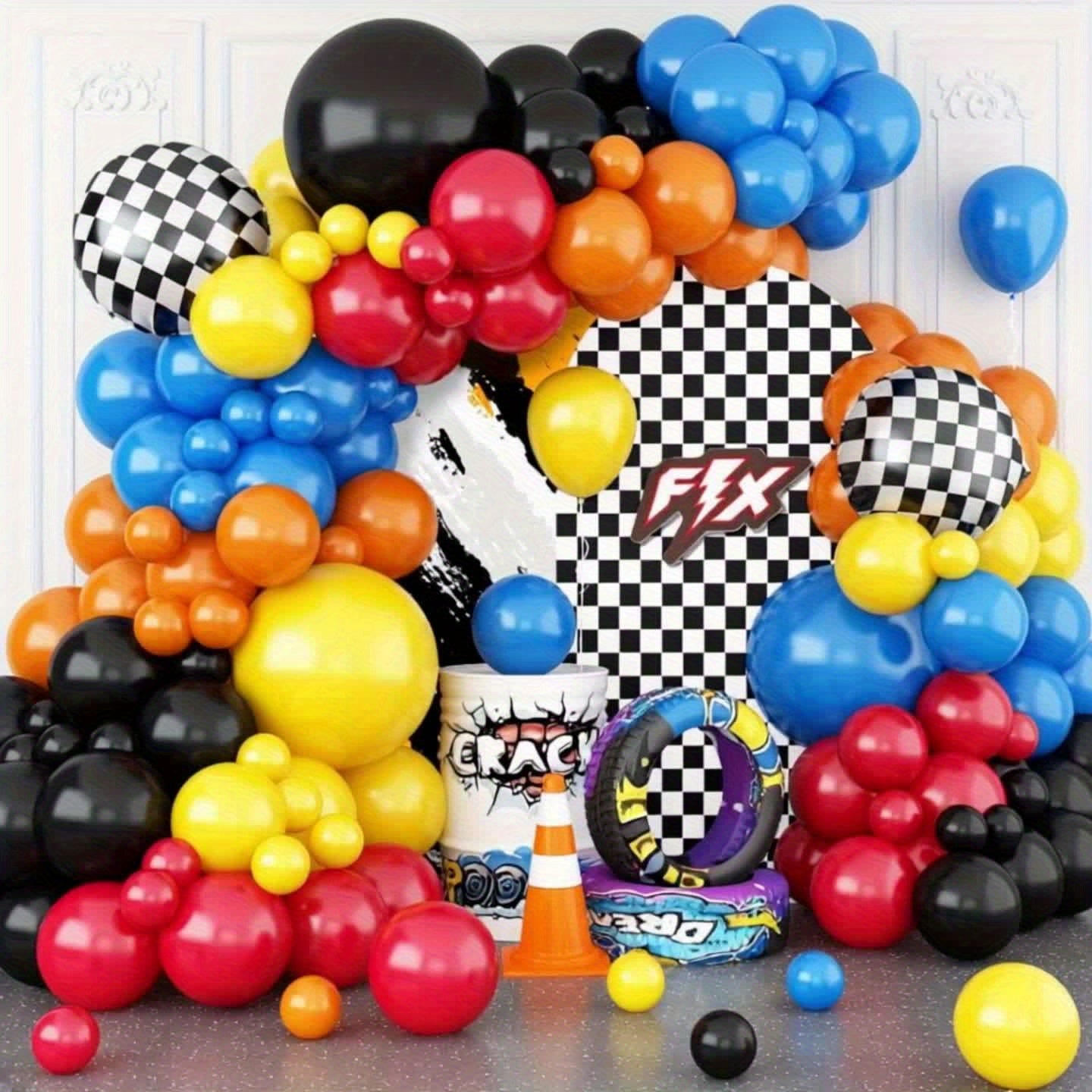 Kit Arco de Globos de Carreras – Globos Metálicos y de Látex, Ideal para Cumpleaños, Aniversarios y Fiestas Temáticas