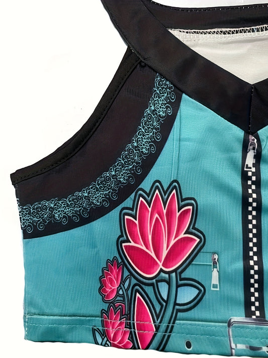 Conjunto para niña sin mangas: top corto + leggings con bloques de color