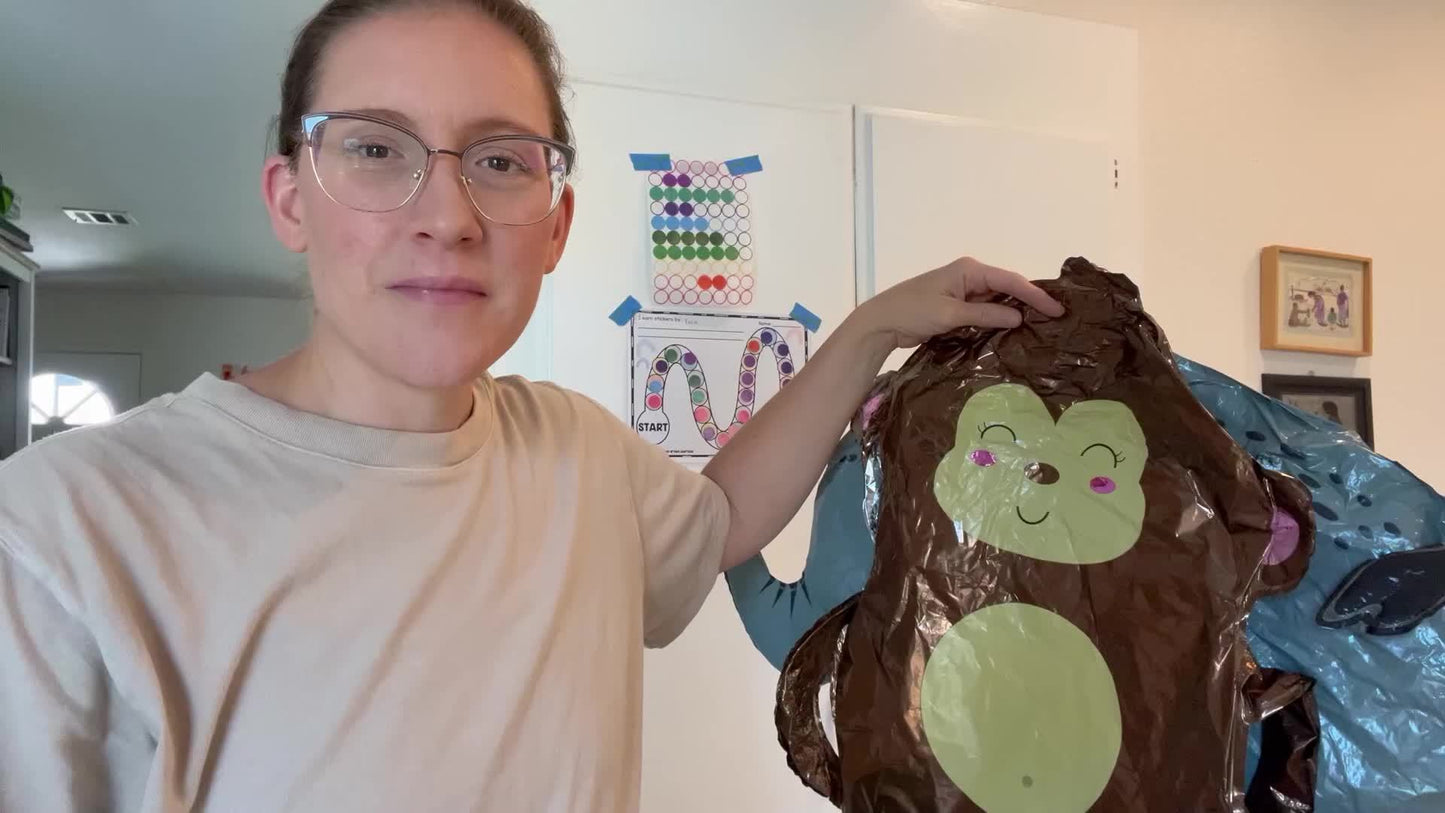 Set de 6 Globos Animales Safari Decoración de Fiesta Infantil con Diseño de Mono, Elefante, Cebra, Leopardo, Cocodrilo y Jirafa