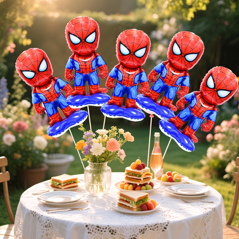 Set de 5 Globos Metálicos Spider-Man Diseño Spider-Verse – Decoración Reutilizable para Cumpleaños, Habitaciones Infantiles y Fiestas Temáticas. Fácil de Armar y Resistente.