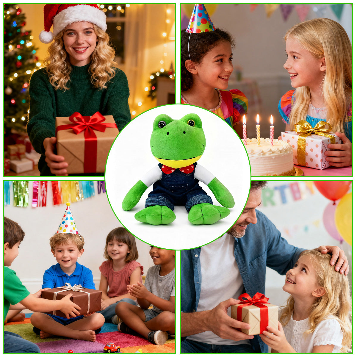 Peluche de rana de 30 cm con monito