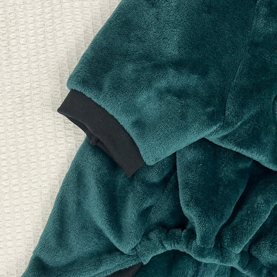 Dinosaur Themed Dog Transformer Hoodie - Winter Flannel Pullover with Hood, Zipper, and Animal Design for Large Breeds - Machine Washable Polyester Knit Fabric with Polyester Fill