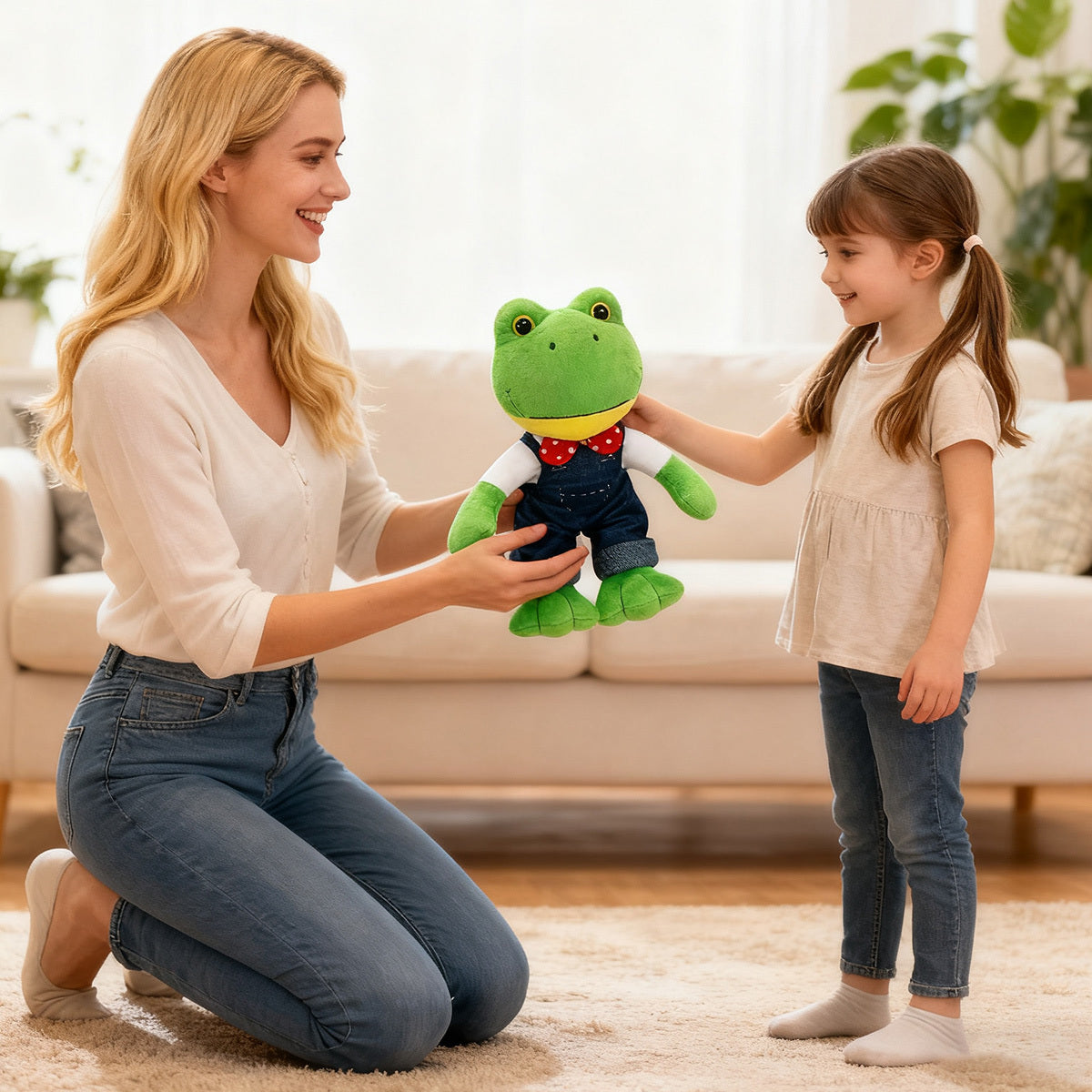 Peluche de rana de 30 cm con monito