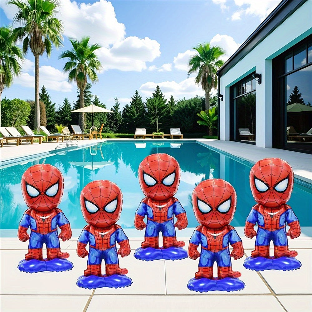 Set de 5 Globos Metálicos Spider-Man Diseño Spider-Verse – Decoración Reutilizable para Cumpleaños, Habitaciones Infantiles y Fiestas Temáticas. Fácil de Armar y Resistente.