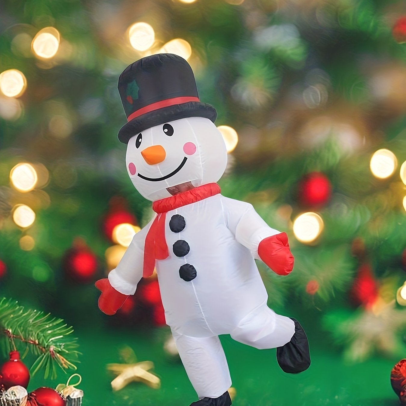 Muñeco de nieve inflable con sombrero grande