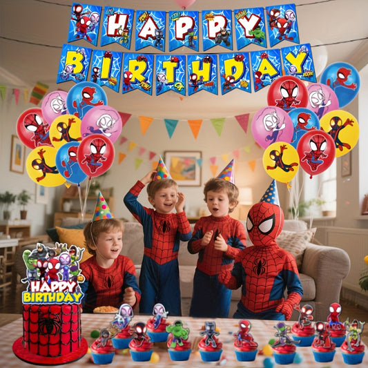 Set de Fiesta Spider-Man 30 Piezas – Decoración para Cumpleaños, Habitación y Eventos Especiales