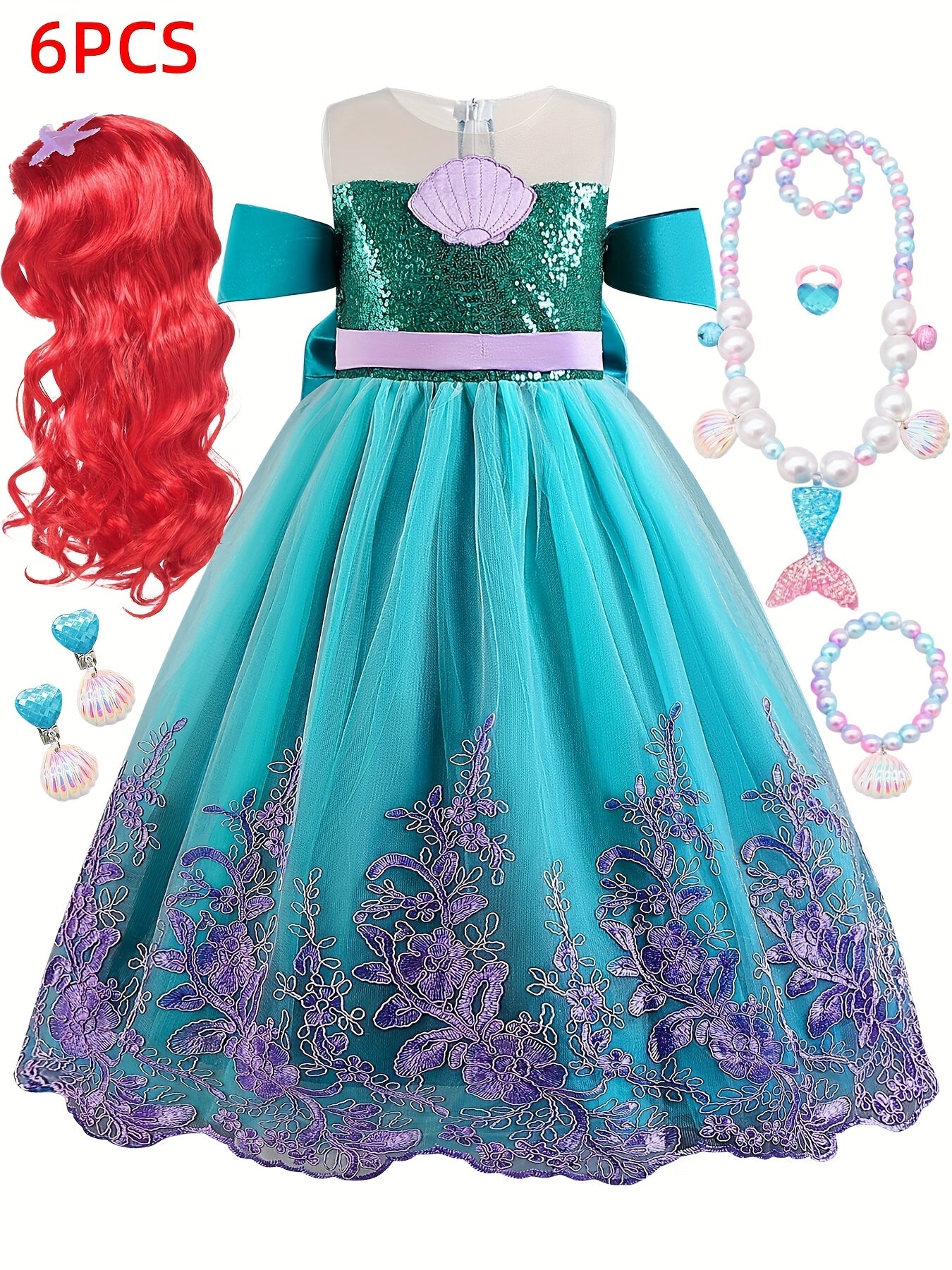 Vestido Princesa Lentejuelas Azul/Morado Niña