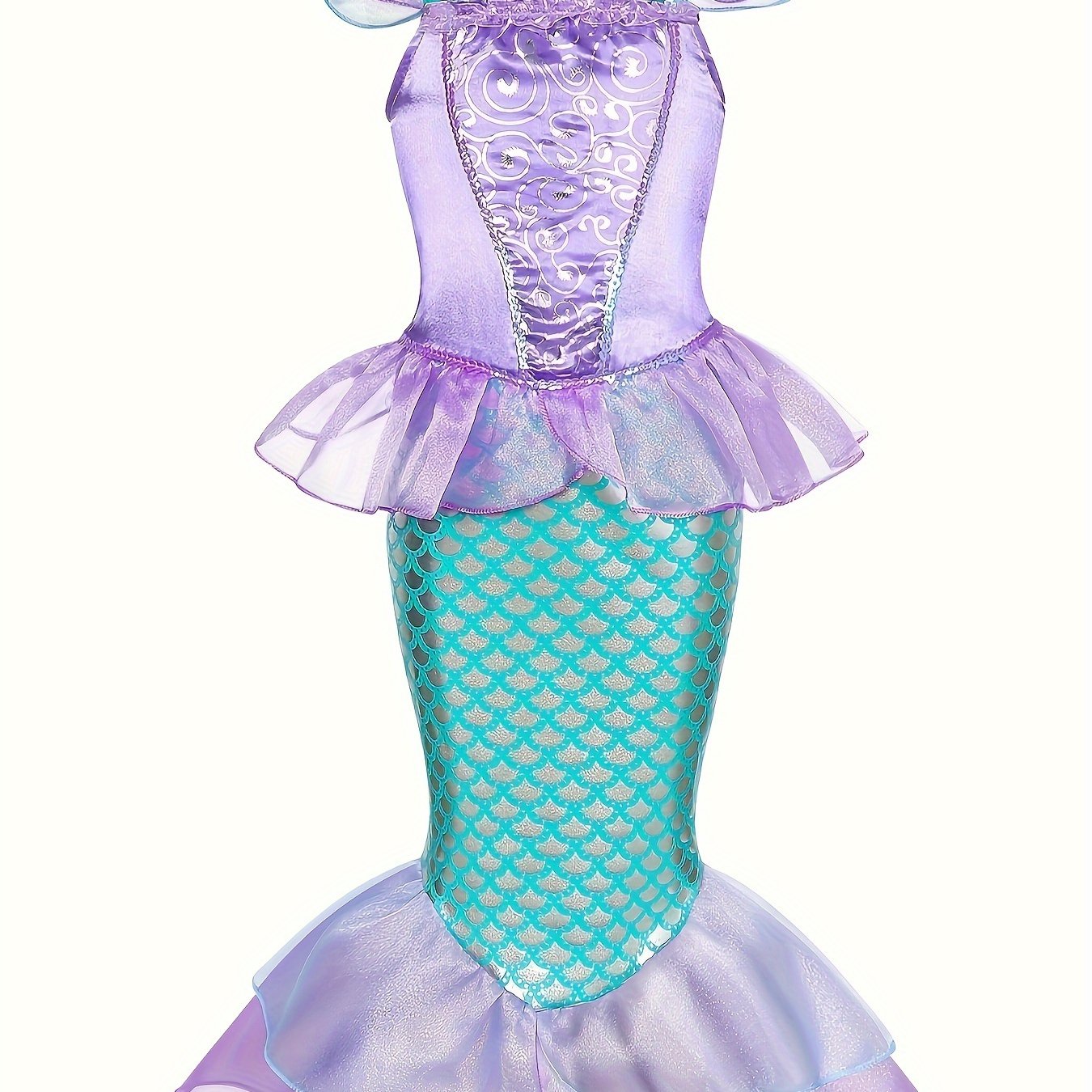 Vestido de princesa con diseño de cola de pez para niña
