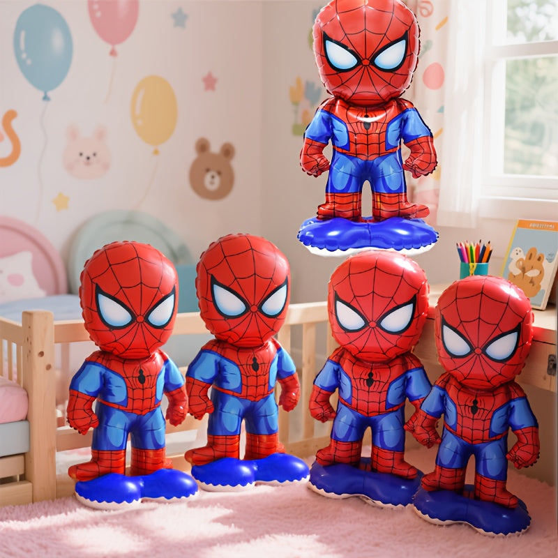 Set de 5 Globos Metálicos Spider-Man Diseño Spider-Verse – Decoración Reutilizable para Cumpleaños, Habitaciones Infantiles y Fiestas Temáticas. Fácil de Armar y Resistente.