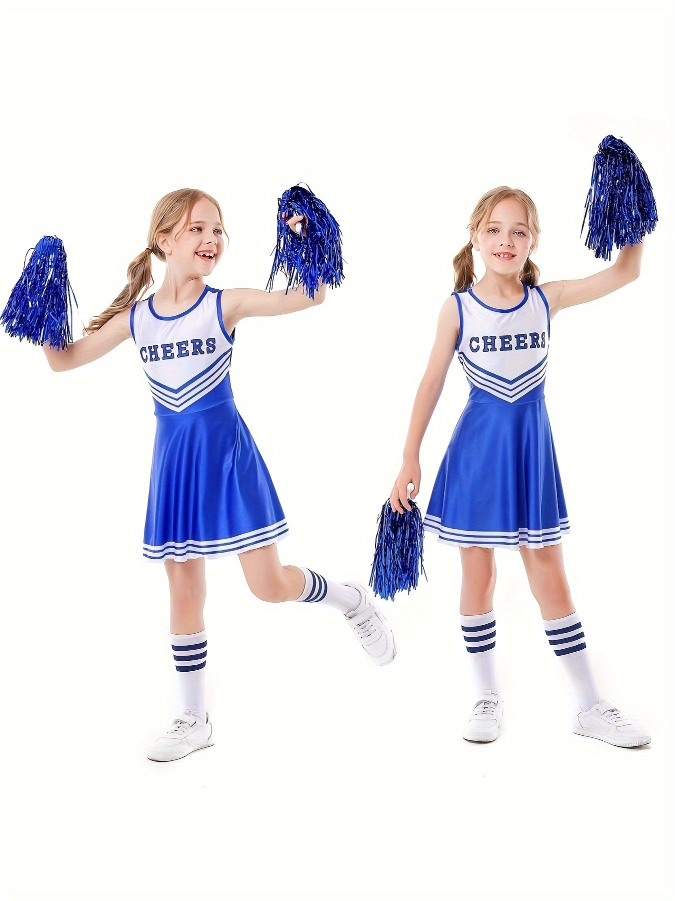 Disfraz Porrista Azul y Blanco Niña