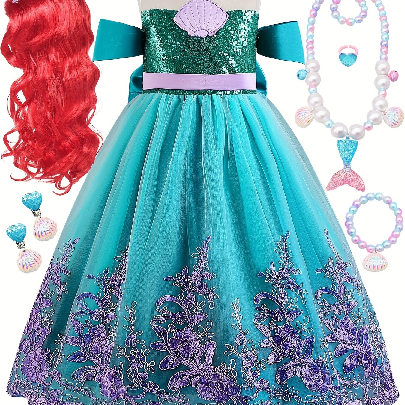 Vestido Princesa Lentejuelas Azul/Morado Niña