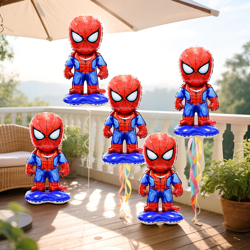 Set de 5 Globos Metálicos Spider-Man Diseño Spider-Verse – Decoración Reutilizable para Cumpleaños, Habitaciones Infantiles y Fiestas Temáticas. Fácil de Armar y Resistente.