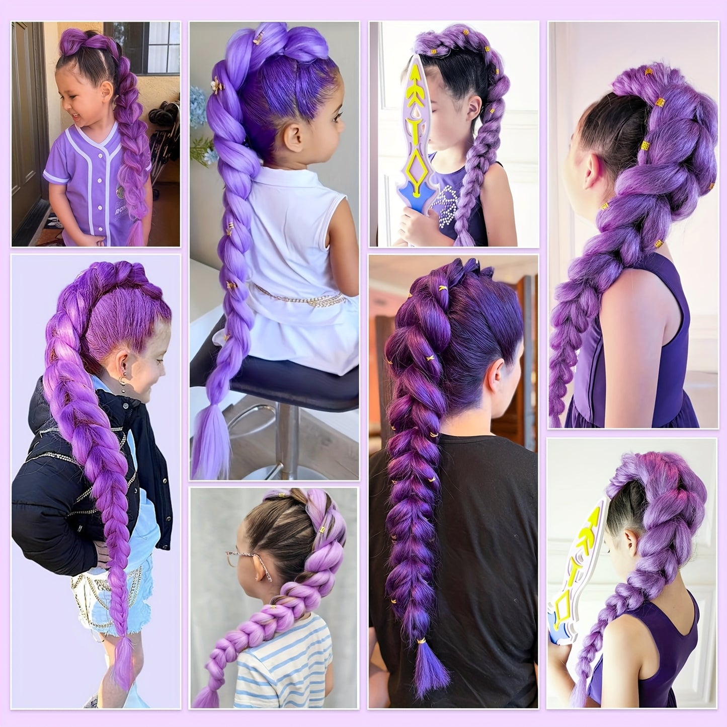 Paquete de 2 Extensiones de Trenzado Color Morado – Cabello Sintético Textura Yaki, 60.96 cm, Pre-estirado y Moldeable con Agua Caliente