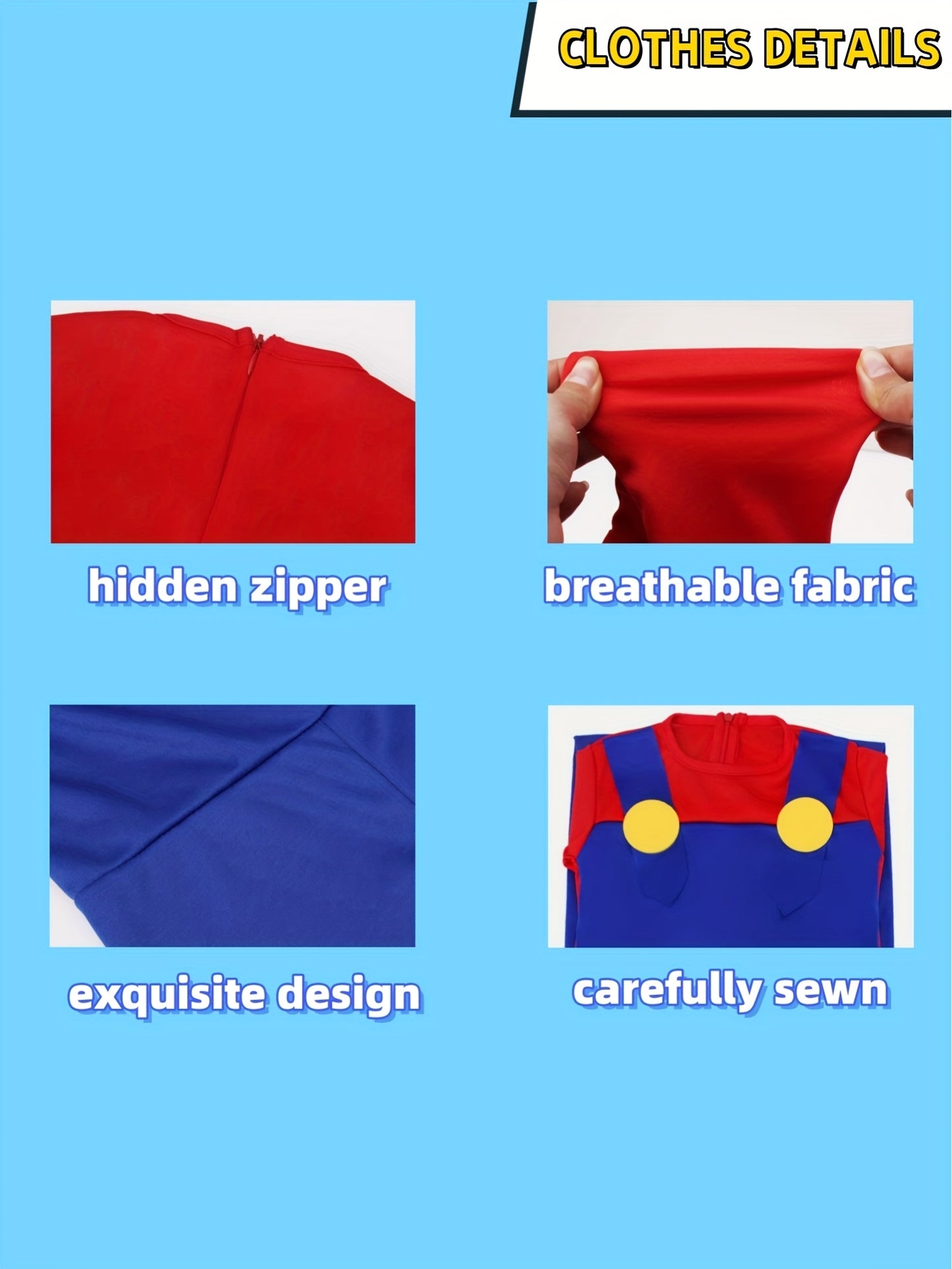 Disfraz Mario Bros Infantil | Mono de Halloween y Traje de Cosplay Adorable para Niños