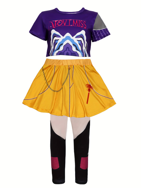 Set Huntrix Chaqueta Oversized y Shorts con Estampado de Cadenas – Ideal para Fiestas y Halloween