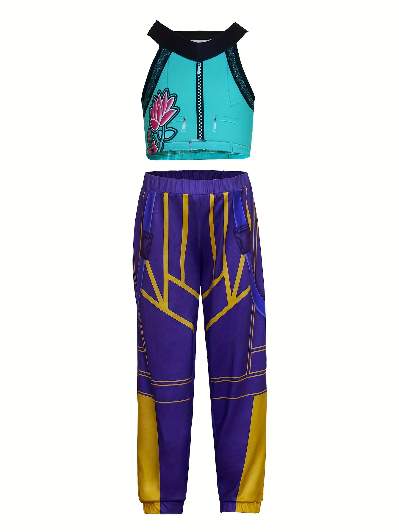 Set Huntrix Chaqueta Oversized y Shorts con Estampado de Cadenas – Ideal para Fiestas y Halloween