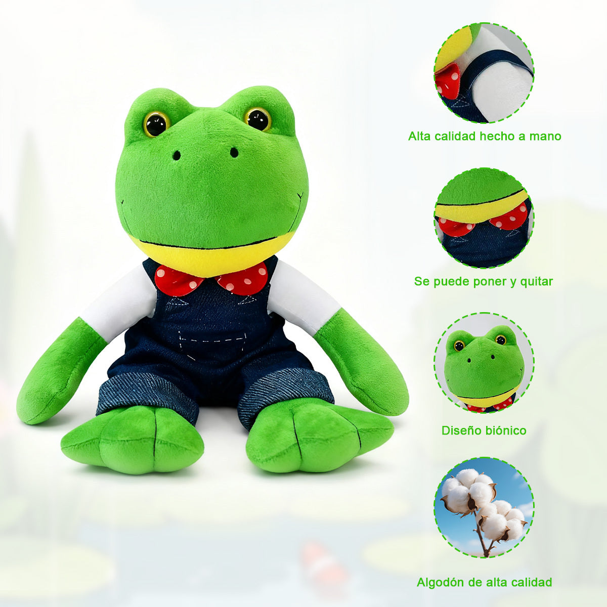 eluche de rana de 30 cm con monito