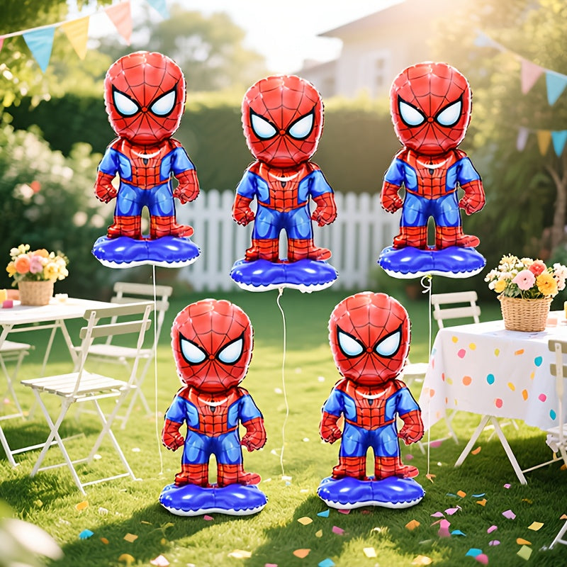 Set de 5 Globos Metálicos Spider-Man Diseño Spider-Verse – Decoración Reutilizable para Cumpleaños, Habitaciones Infantiles y Fiestas Temáticas. Fácil de Armar y Resistente.