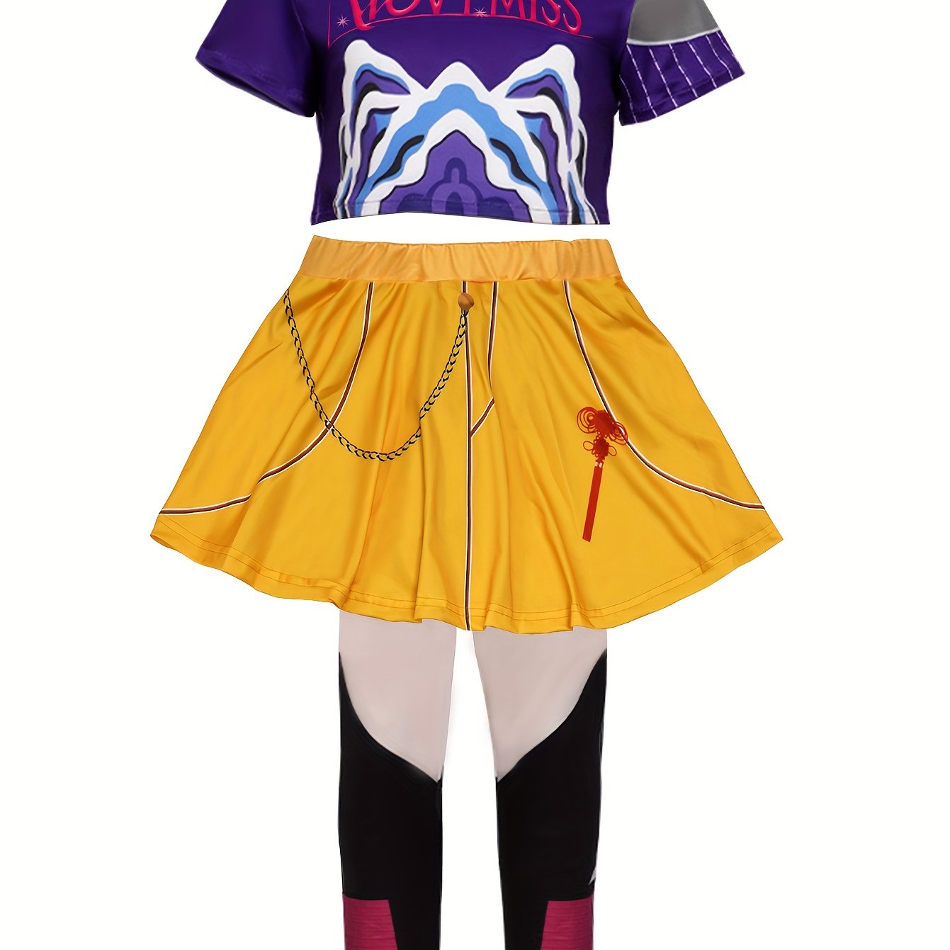 Set Huntrix Chaqueta Oversized y Shorts con Estampado de Cadenas – Ideal para Fiestas y Halloween