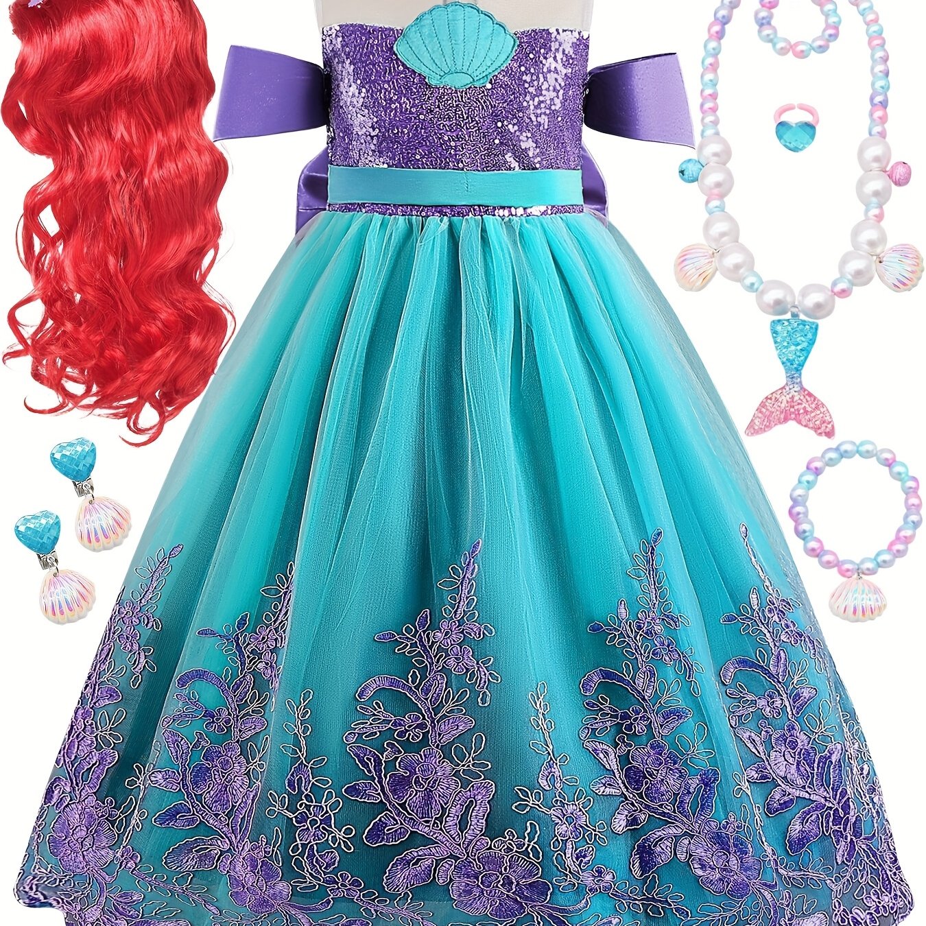 Vestido Princesa Lentejuelas Azul/Morado Niña