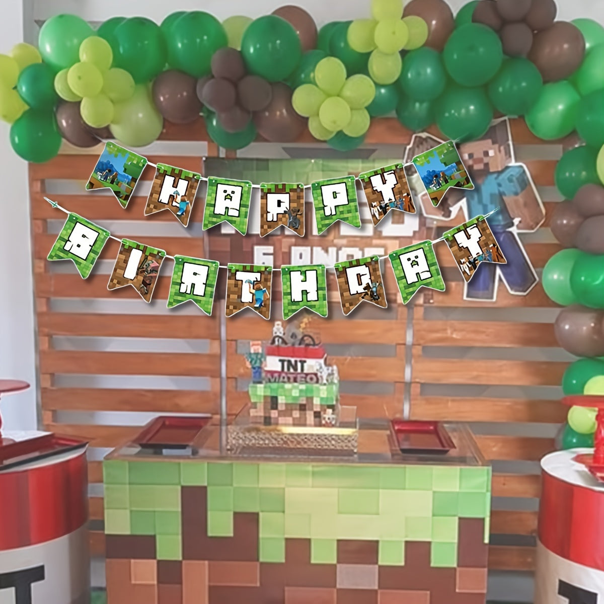 Banderín “miniecraft” Tema Pixel Wars – Decoración para Fiestas de Cumpleaños