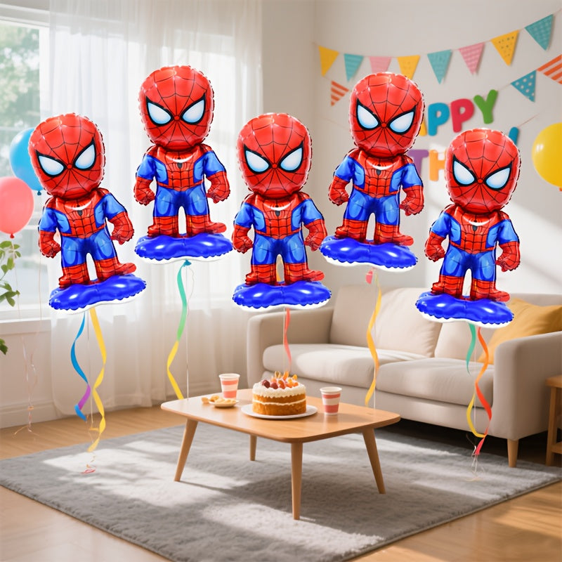 Set de 5 Globos Metálicos Spider-Man Diseño Spider-Verse – Decoración Reutilizable para Cumpleaños, Habitaciones Infantiles y Fiestas Temáticas. Fácil de Armar y Resistente.