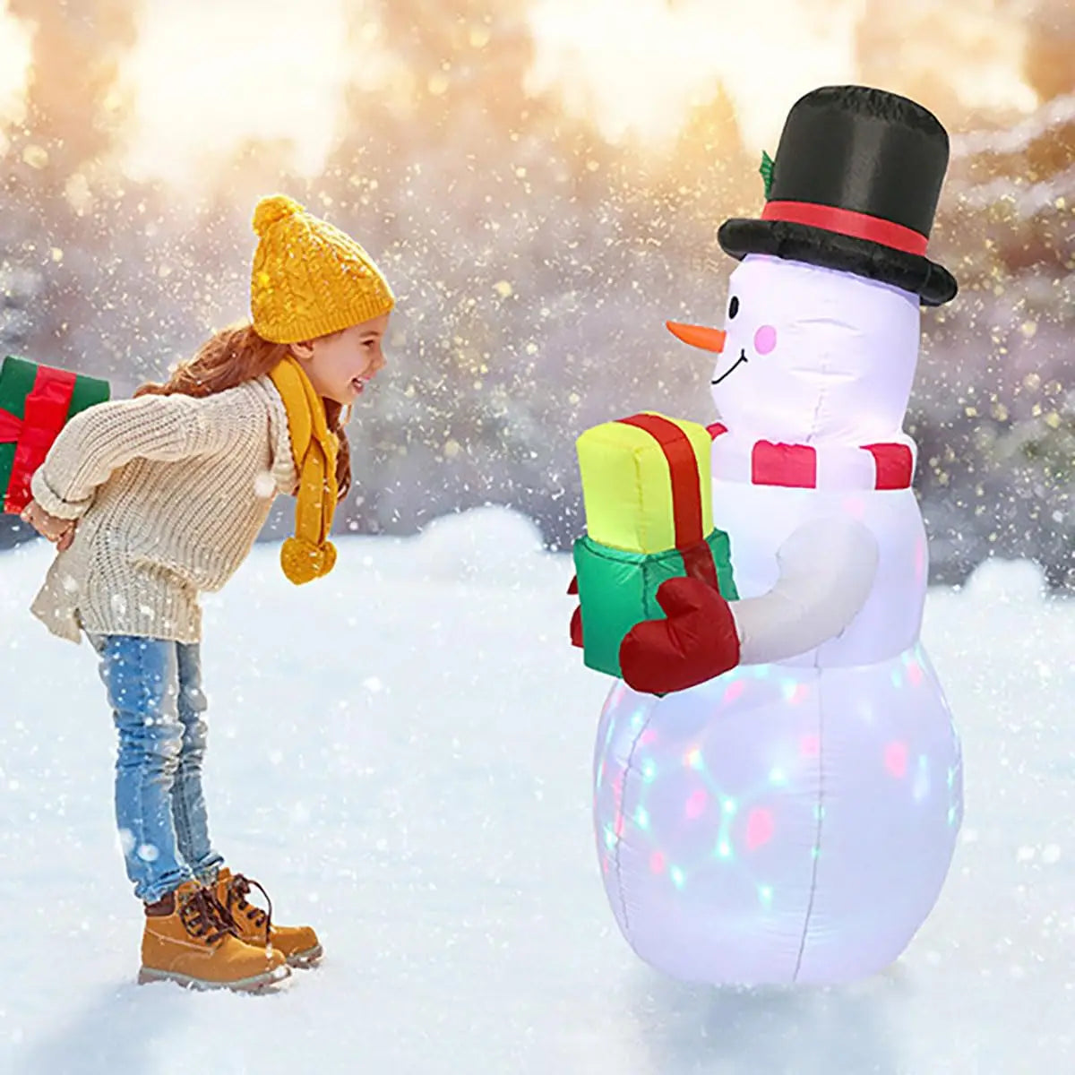 nflable Navideño LED Santa o Muñeco de Nieve 1.5 m