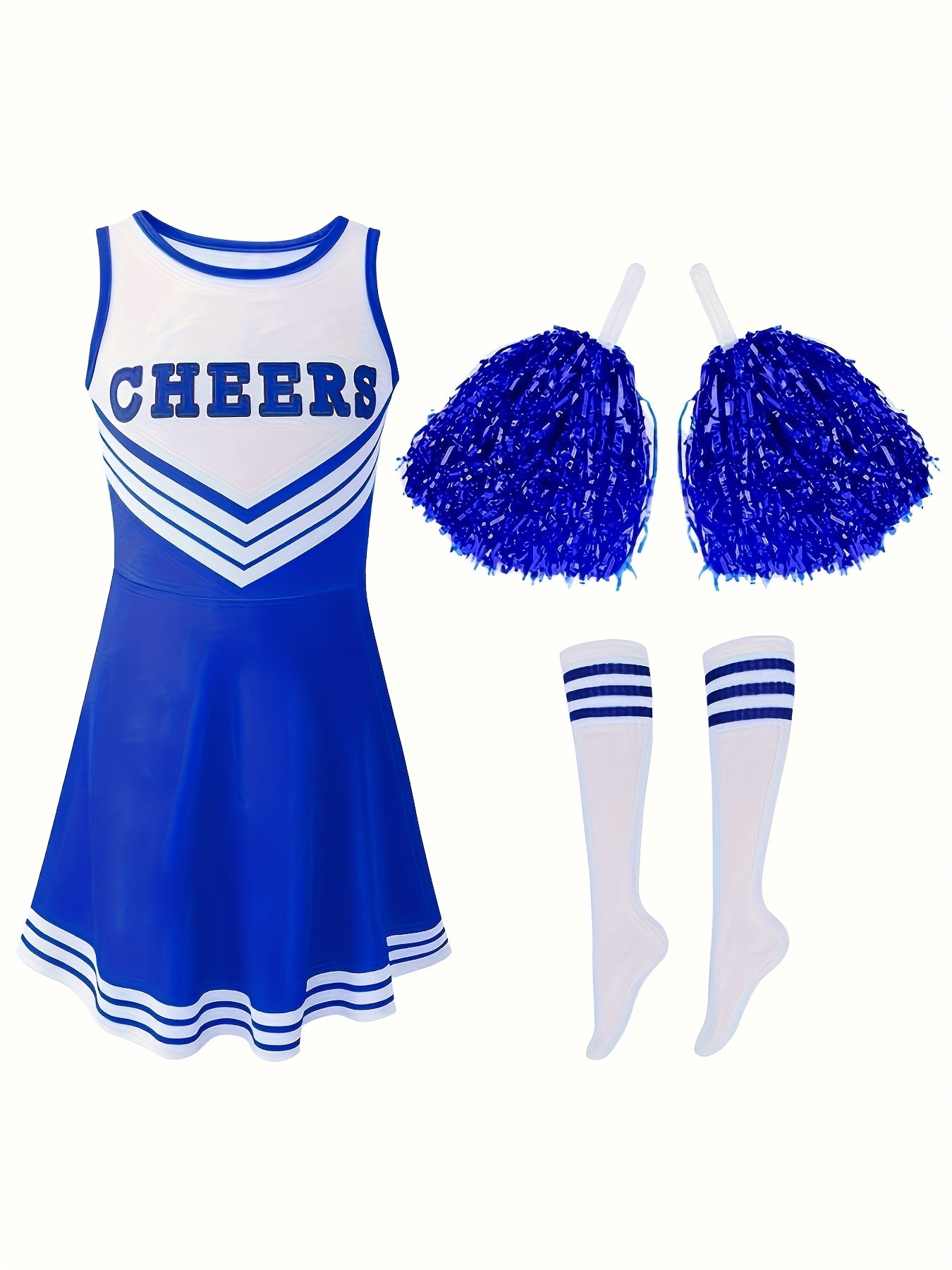 Disfraz Porrista Azul y Blanco Niña