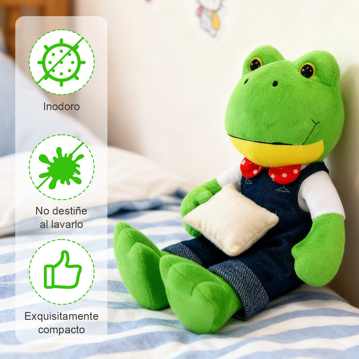 Peluche de rana de 30 cm con monito