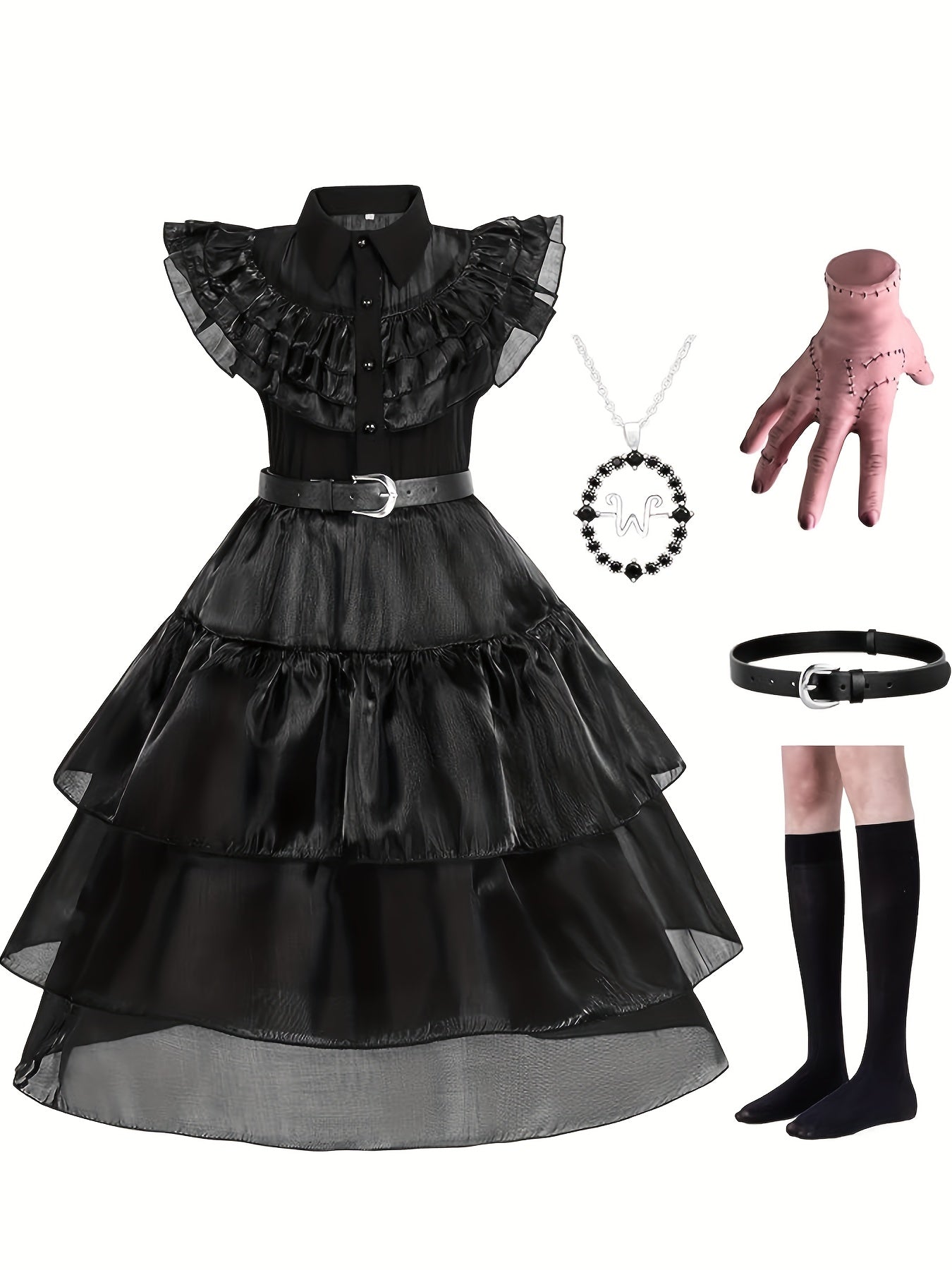 Disfraz Infantil Merlina (Wednesday) – Vestido + Cinturón + Accesorios