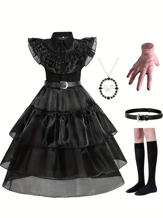 Disfraz Infantil Merlina (Wednesday) – Vestido + Cinturón + Accesorios
