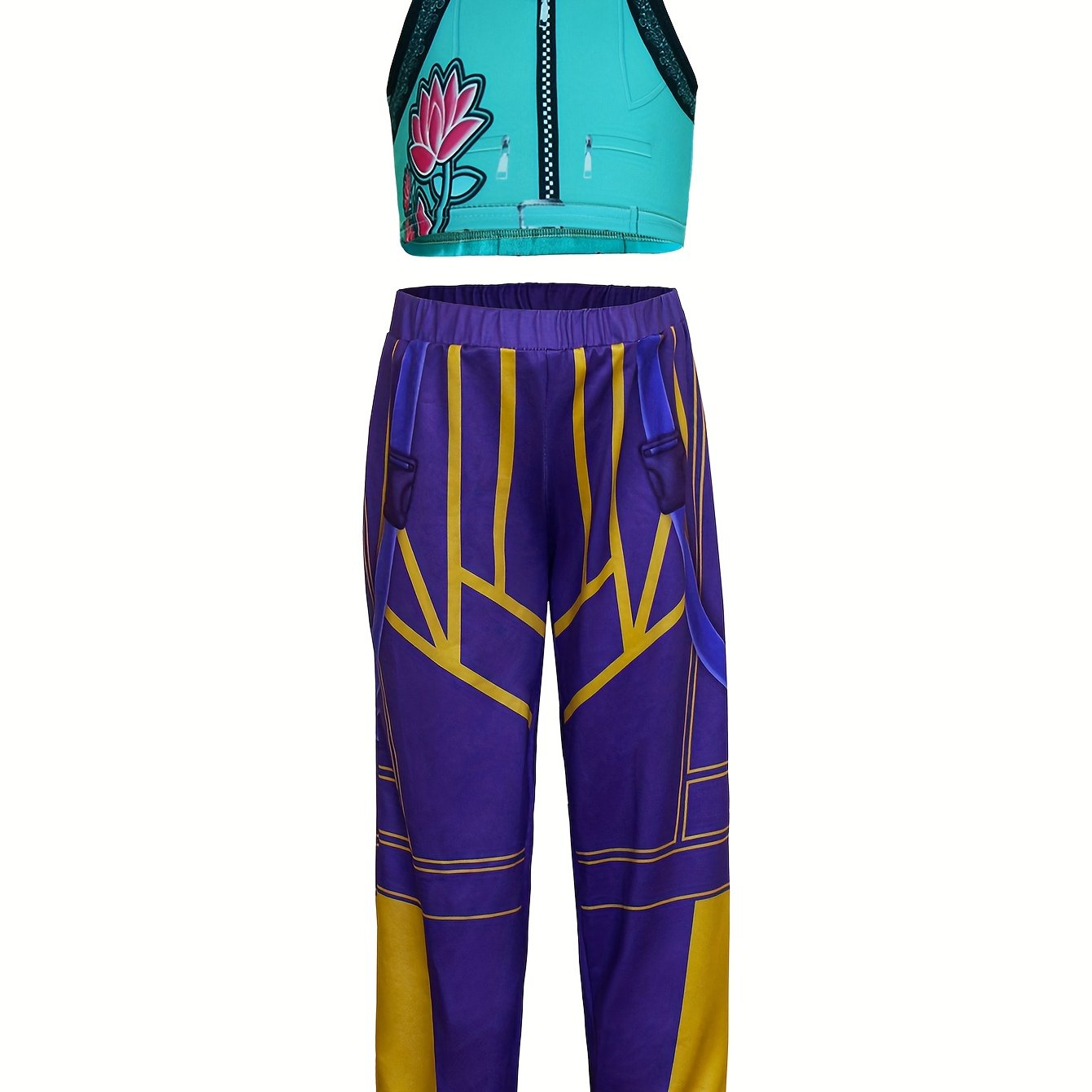 Set Huntrix Chaqueta Oversized y Shorts con Estampado de Cadenas – Ideal para Fiestas y Halloween