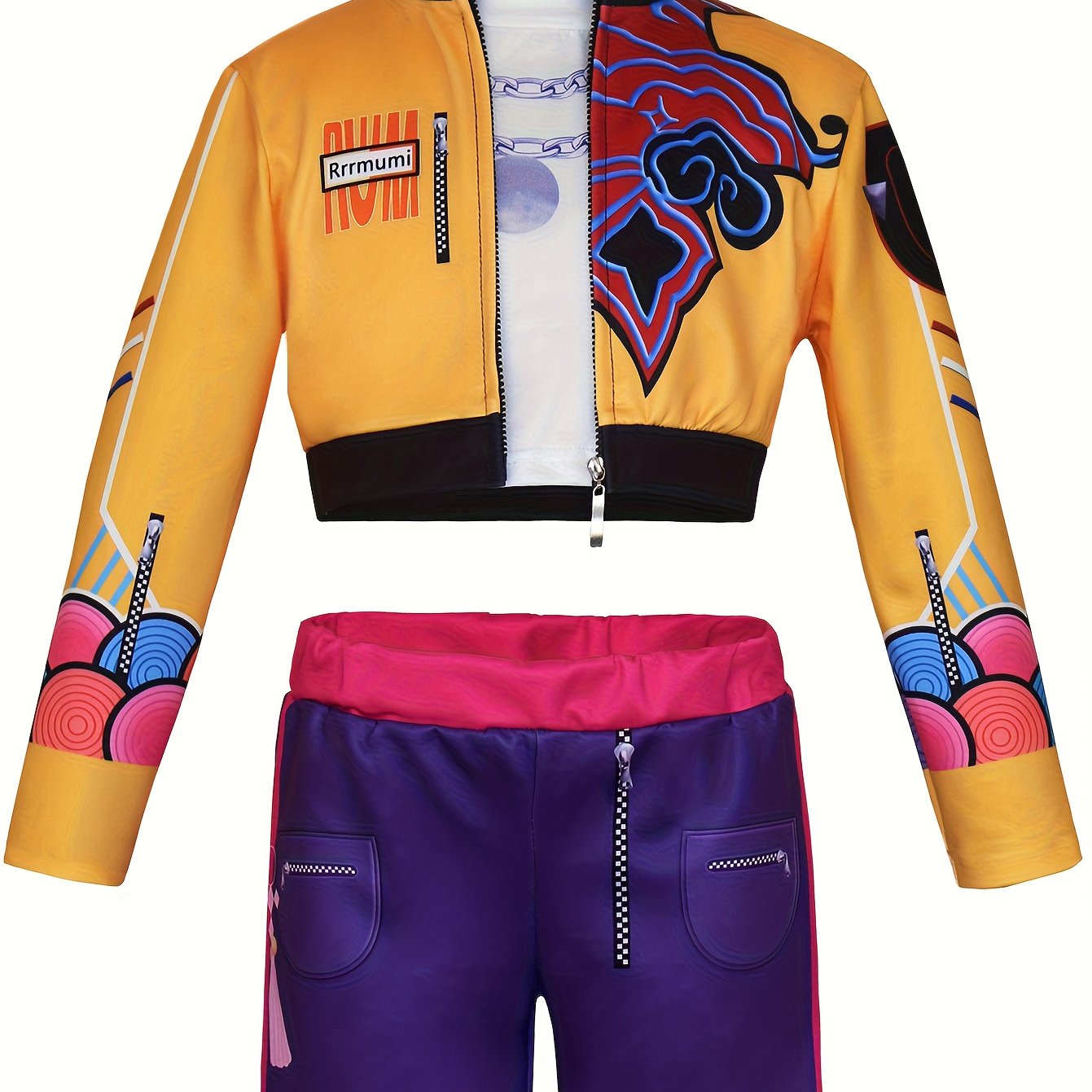 Set Huntrix Chaqueta Oversized y Shorts con Estampado de Cadenas – Ideal para Fiestas y Halloween