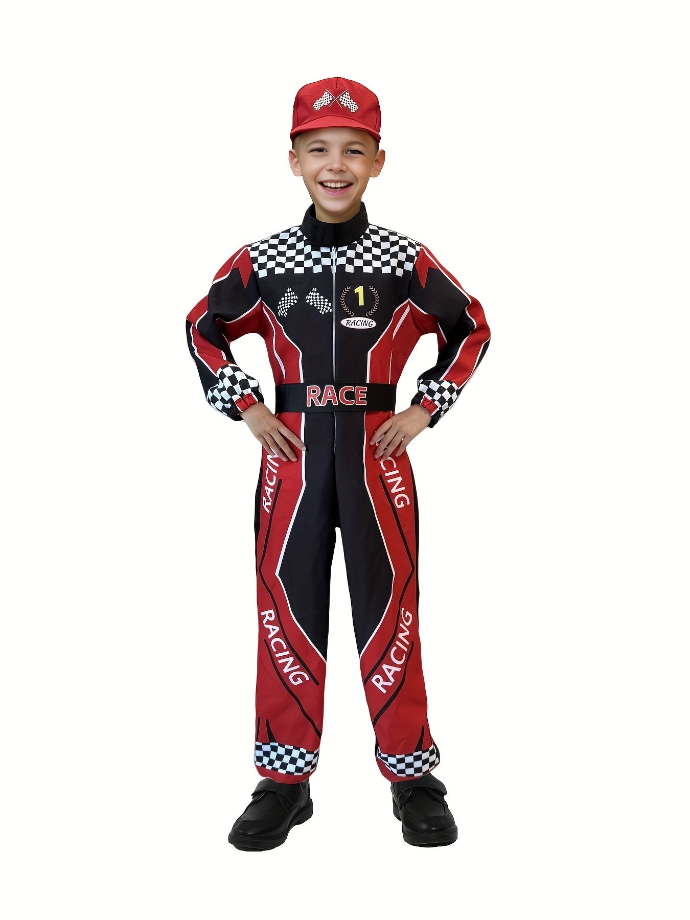 Disfraz de Piloto de Carreras Infantil – Set 3 Piezas con Cinturón y Gorro