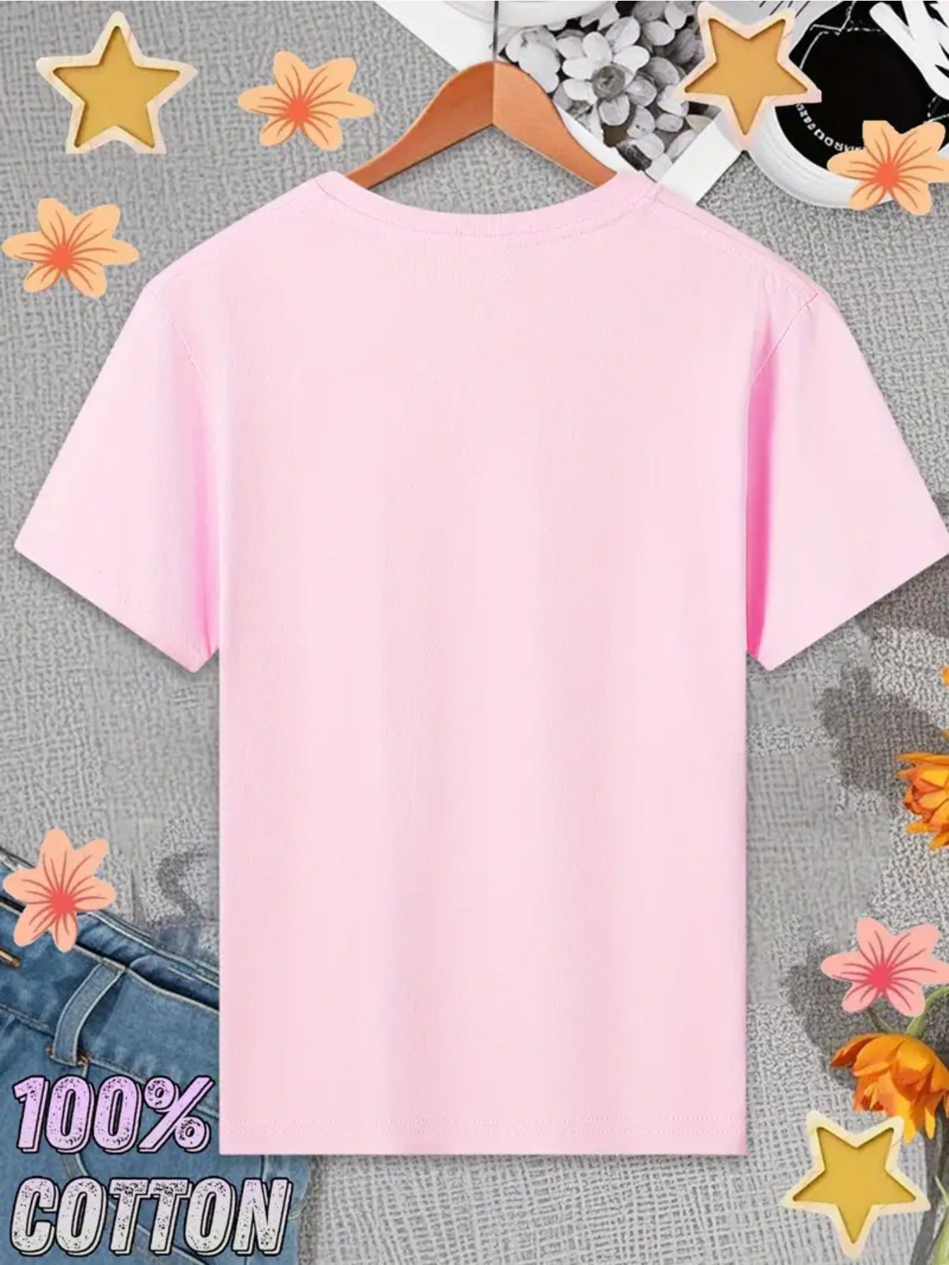 Playera KPOP Huntrix rosa con Detalles Morados y Rosas | Estilo Coreano Infantil