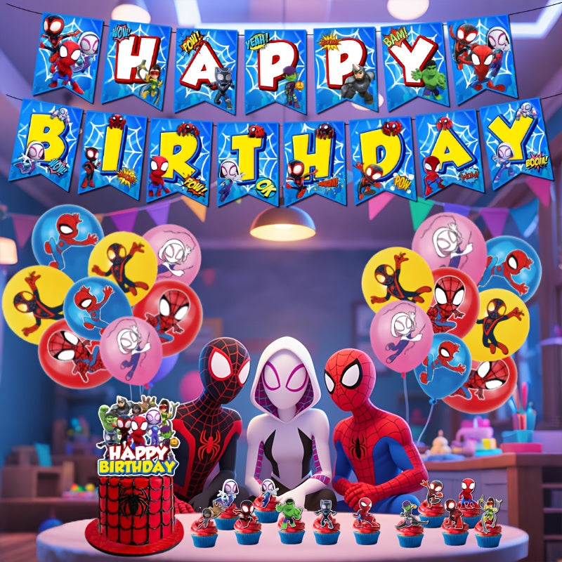 Set de Fiesta Spider-Man 30 Piezas – Decoración para Cumpleaños, Habitación y Eventos Especiales