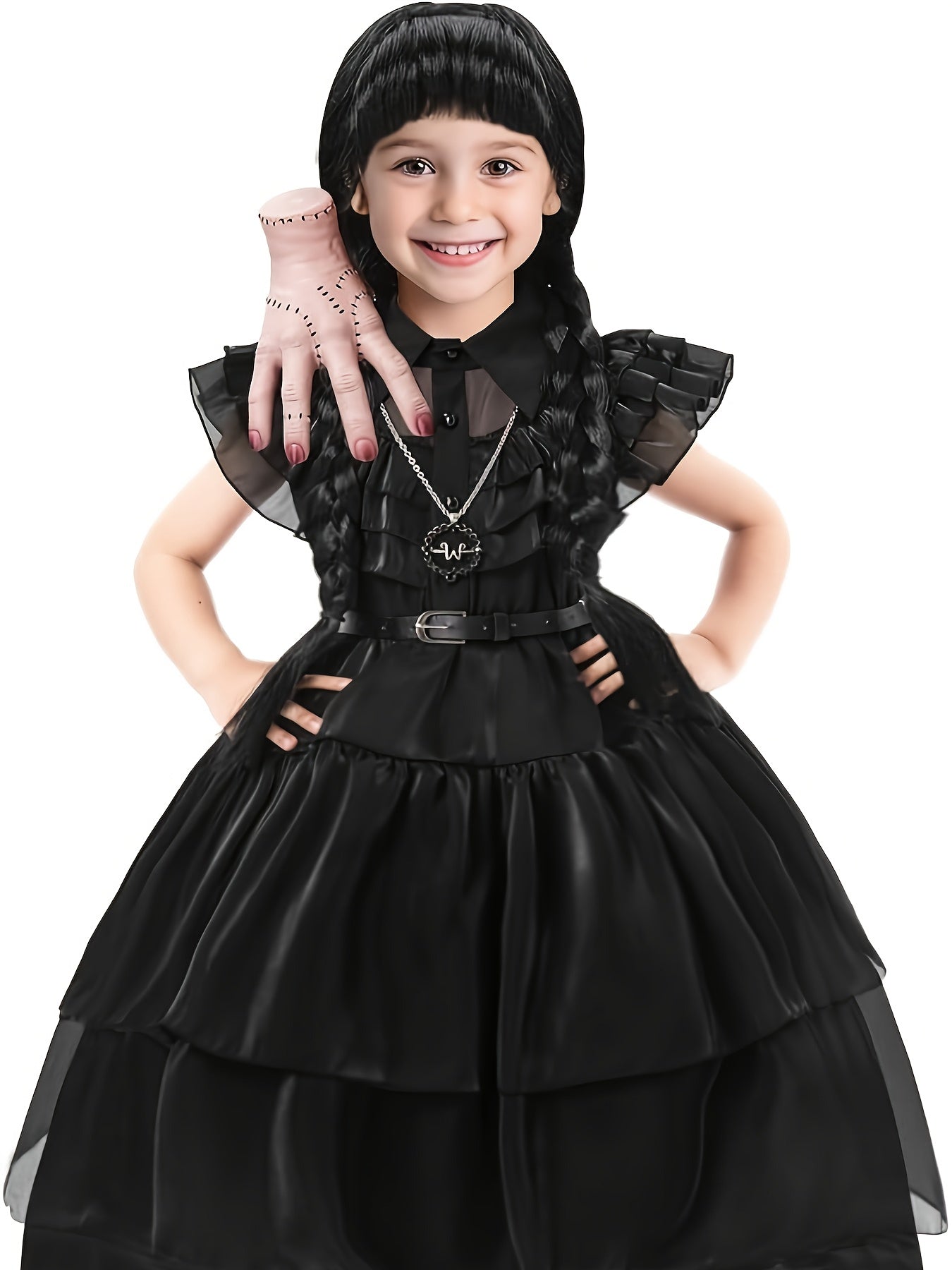 Disfraz Infantil Merlina (Wednesday) – Vestido + Cinturón + Accesorios