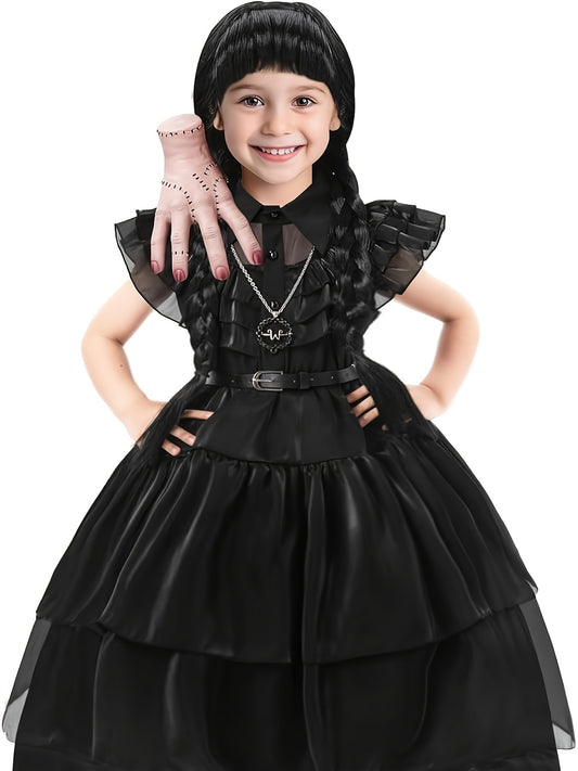 Disfraz Infantil Merlina (Wednesday) – Vestido + Cinturón + Accesorios