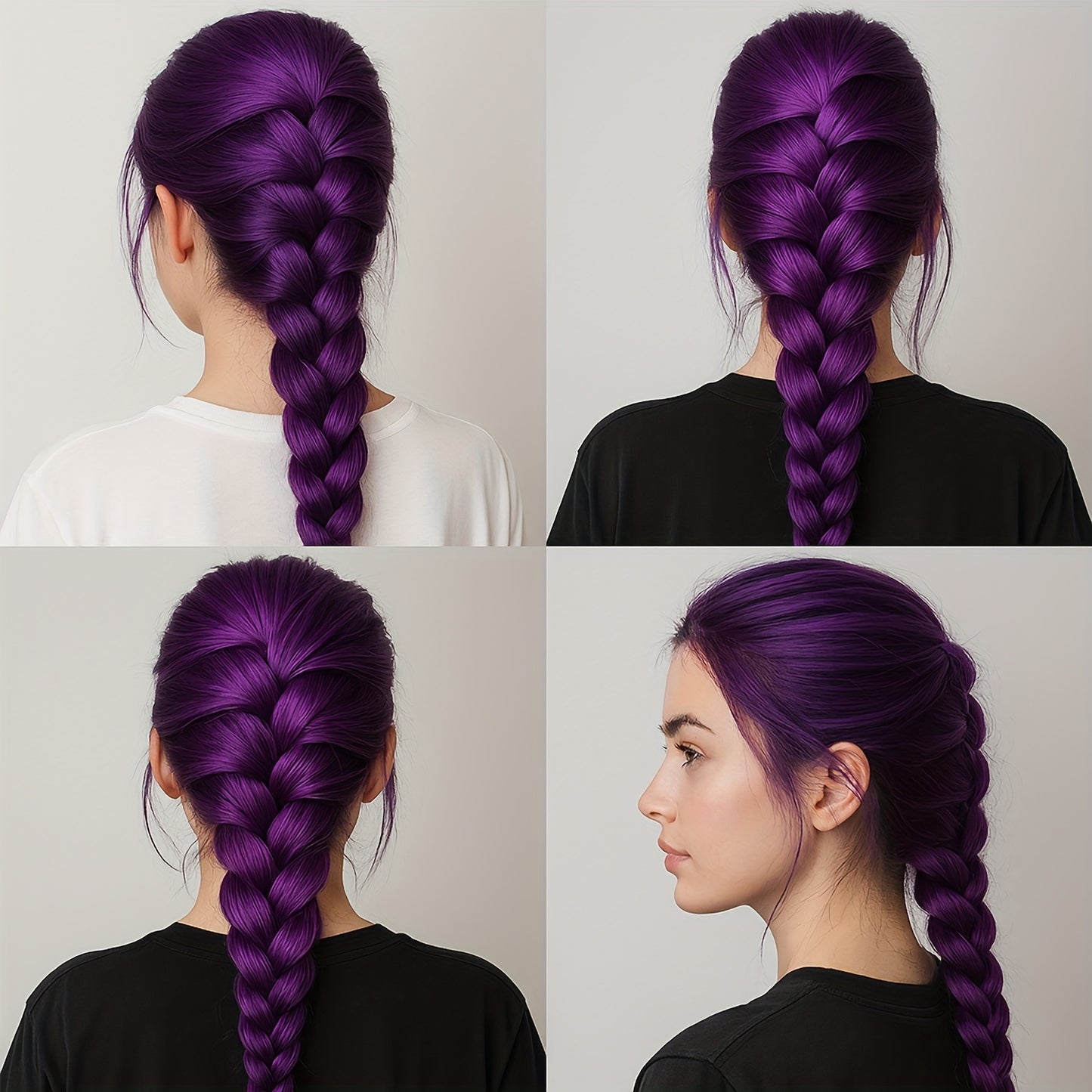 Paquete de 2 Extensiones de Trenzado Color Morado – Cabello Sintético Textura Yaki, 60.96 cm, Pre-estirado y Moldeable con Agua Caliente