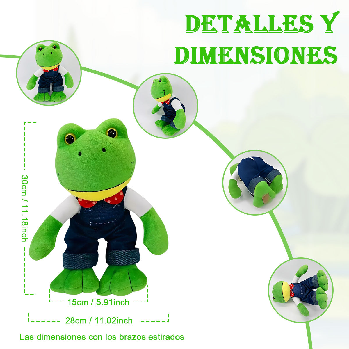 eluche de rana de 30 cm con monito